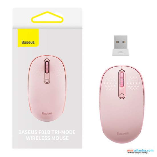 Baseus F01B Creator Tri-Mode Bluetooth & Wireless Mouse Baby Pink (6M)